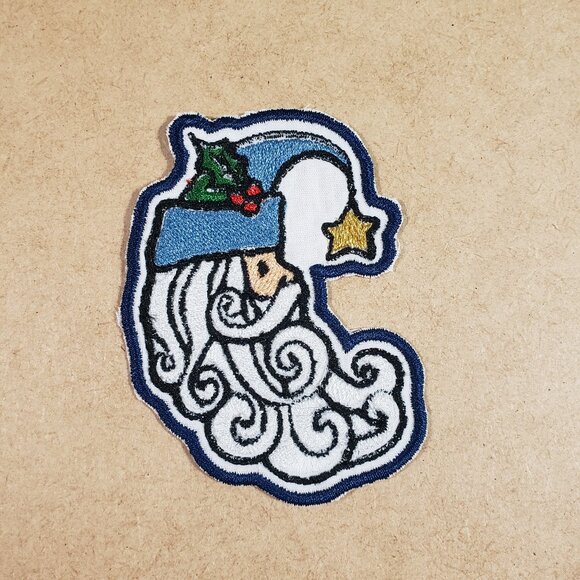 Christmas | Santa Claus Moon Iron-On Patch (2/$12 or 5/$22) - Picture 1 of 1